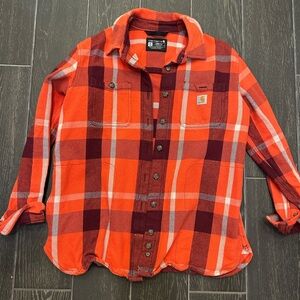 Carhartt Women's Orange and Red Plaid Jacket